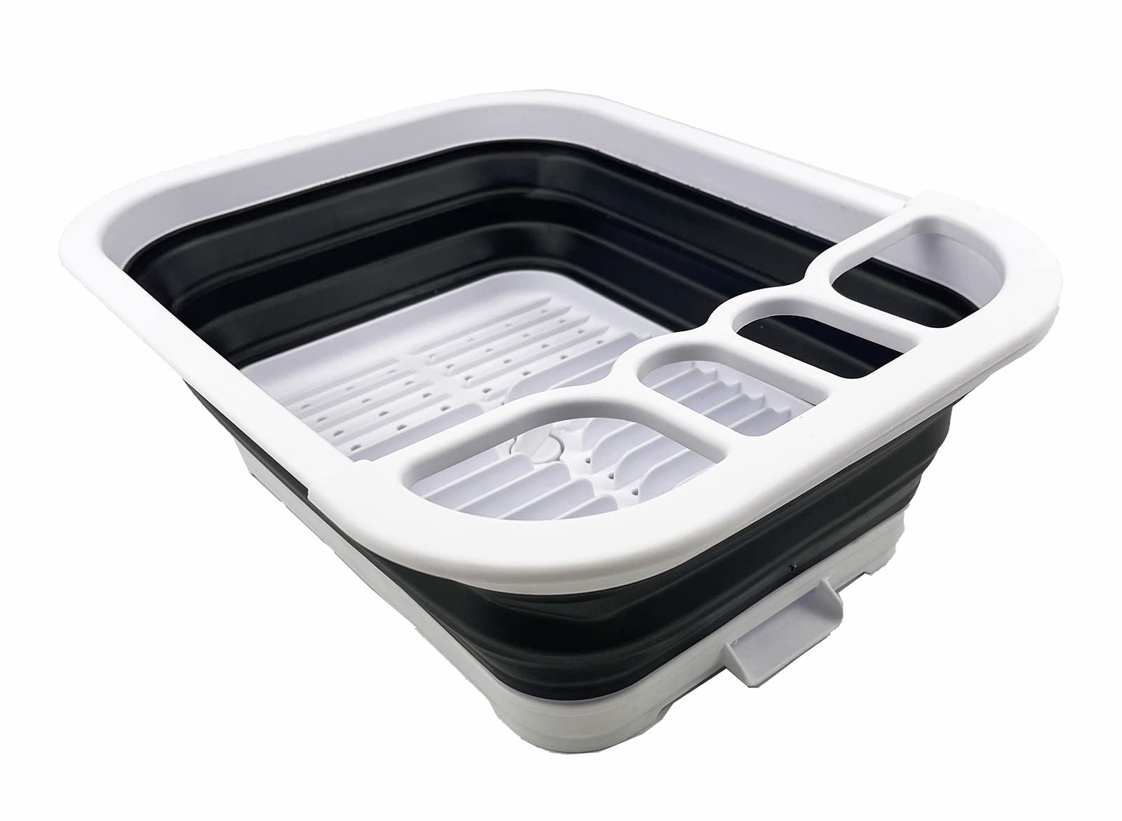 Sammart 7.3L (1.9 Gallon) Collapsible Plastic Dish Drainer With Drainer Board-Foldable Drying Rack Set - Portable Dinnerware Org